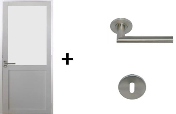 GD MENUISERIES - Bloc Porte Athena BLANC H204 x L73 cm Côte Tableau P.Droit,Poignee Pomerol - large