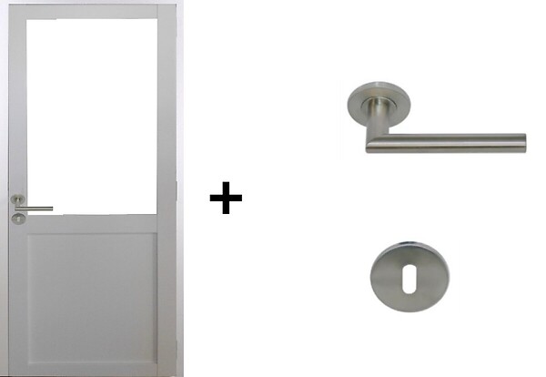 GD MENUISERIES - Bloc Porte Atelier BLANC sans meneau H204 x L73 cm Côte Tableau P.Droit,Poignee Pomerol - large