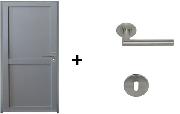 GD MENUISERIES - Bloc Porte Athena Gris Clair 2 panneaux H204 x L73 cm Côte Tableau P.Gauche,Poignee Pomerol - large