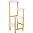 OUTSUNNY - Support à fleurs style scandinave 4 niveaux - porte plante 4 étagères - bois bambou verni métal blanc - vignette