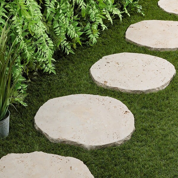 RO'MA NATURE - Pas japonais Irrégulier Travertin Beige Nuancé 55-60x3 cm (à l'unité) - large