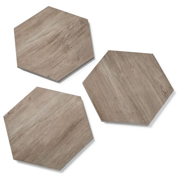 RO'MA NATURE - Pas japonais Hexagone Grès cérame effet Bois Marron 60x52/60x2 cm (à l'unité) - large