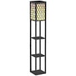 HOMCOM - Lampadaire étagère lampe étagère 26L x 26l x 160H cm 3 étagères 4 niveaux MDF noir motif nid d'abeille - vignette