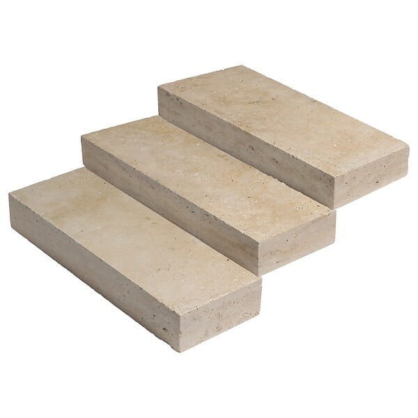 RO'MA NATURE - Marche-bloc Travertin Beige Nuancé 100x35x15 cm (à l'unité) - large