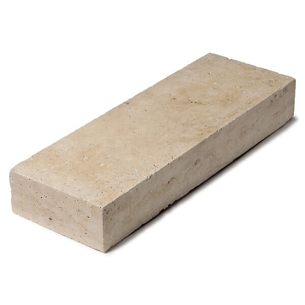 RO'MA NATURE - Margelle de piscine Travertin Beige Nuancé 100x35x15 cm Bord Droit (à l'unité) - large