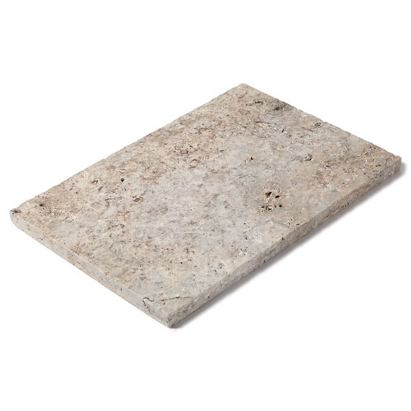 RO'MA NATURE - Margelle de piscine Travertin Gris Silver 61x40x3 cm Bord Droit (à l'unité) - large
