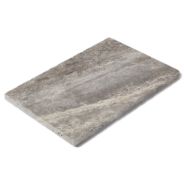 RO'MA NATURE - Margelle de piscine Travertin Gris Silver 61x40x3 cm Bord Droit (à l'unité) - large