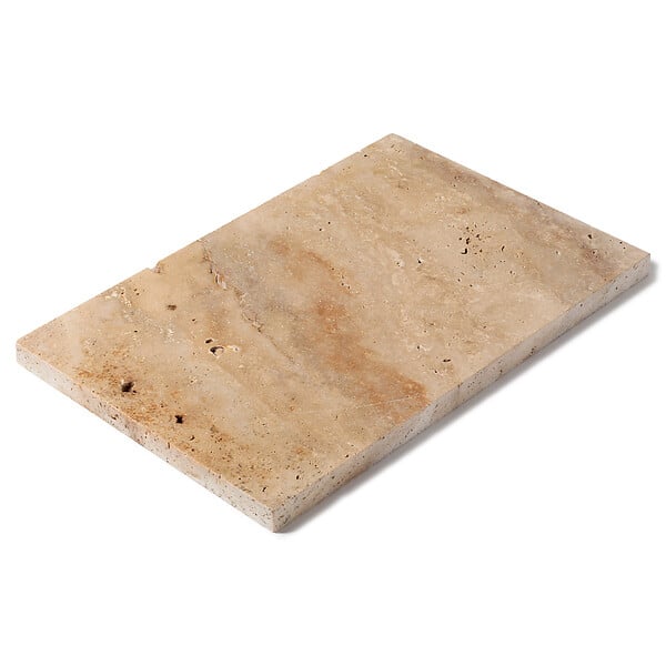 RO'MA NATURE - Margelle de piscine Travertin Beige Nuancé 61x40x3 cm Bord Droit (à l'unité) - large
