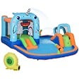 OUTSUNNY - Château gonflable enfant - trampoline, toboggans, piscine, mur d'escalade, panier, pistolets eau, gonfleur, sac transport - polyester multicolore - vignette