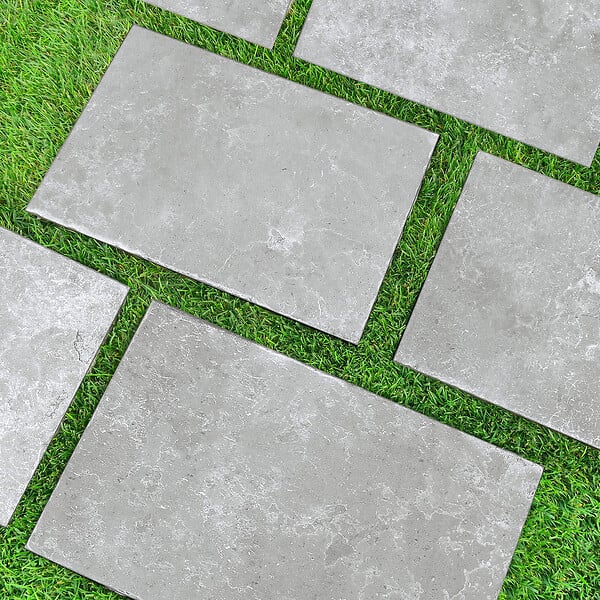 RO'MA NATURE - Pas japonais Rectangle Grès cérame effet Pierre Grise 60x40x2 cm (à l'unité) - large