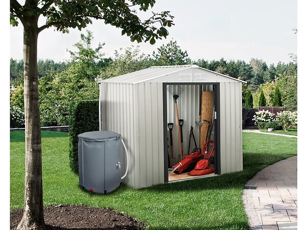 HABITAT ET JARDIN - Abri de jardin métal "Nebraska" - 4,07m² avec gouttière et récupérateur d'eau - large