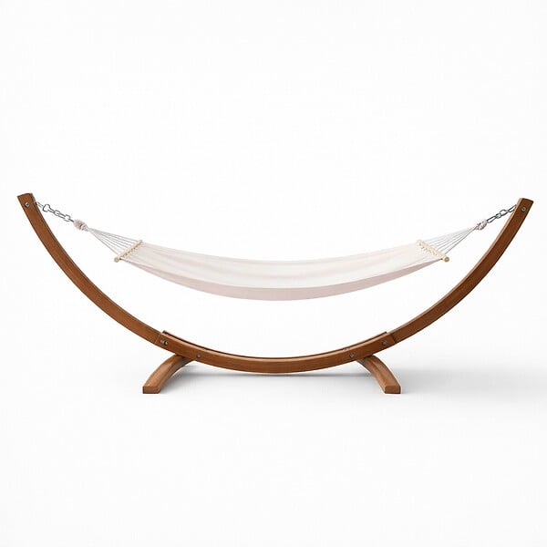 OVIALA - Hamac avec support en bois blanc - Manille - large