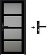 GD MENUISERIES - Bloc Porte Telia Noir Vitrée H204 x L73 cm Côte Tableau P.Droit,Poignee - vignette