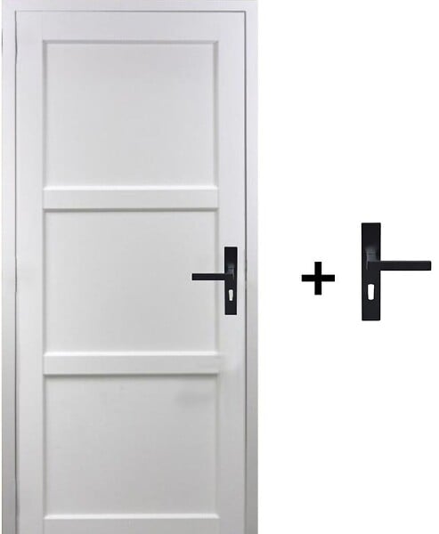 GD MENUISERIES - Bloc Porte Korya Blanc 3 panneaux H204 x L83 cm Côte Tableau P.Gauche,Poignee - large