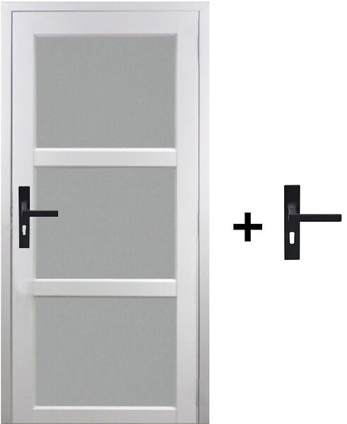 GD MENUISERIES - Bloc Porte Kenya Blanc Vitre H204 x L73 cm Côte Tableau P.Droit,Poignee - large