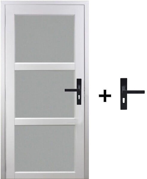 GD MENUISERIES - Bloc Porte Kenya Blanc Vitre H204 x L73 cm Côte Tableau P.Gauche,Poignee - large
