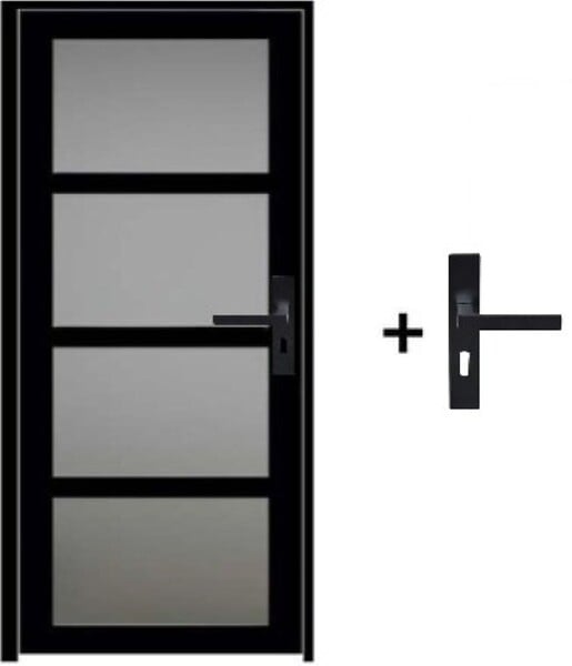 GD MENUISERIES - Bloc Porte Telia Noir Vitrée H204 x L83 cm Côte Tableau P.Gauche,Poignee - large