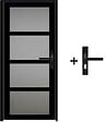 GD MENUISERIES - Bloc Porte Telia Noir Vitrée H204 x L83 cm Côte Tableau P.Gauche,Poignee - vignette