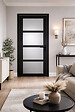 GD MENUISERIES - Bloc Porte Telia Noir Vitrée H204 x L73 cm Côte Tableau P.Gauche,Poignee - vignette