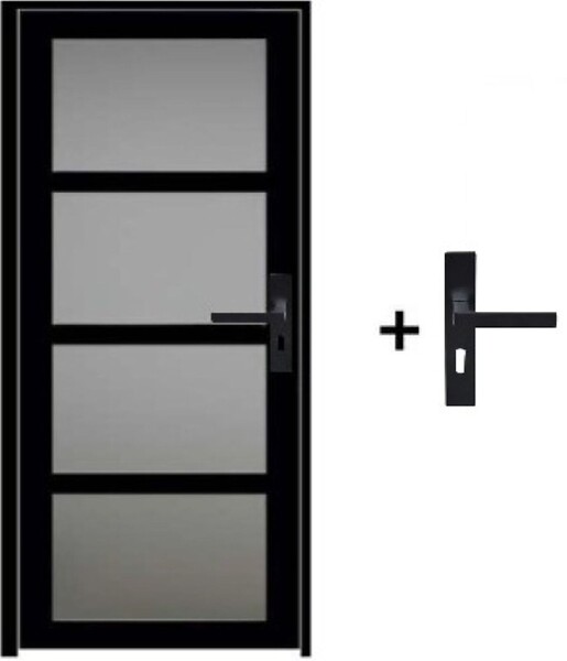 GD MENUISERIES - Bloc Porte Telia Noir Vitrée H204 x L73 cm Côte Tableau P.Gauche,Poignee - large