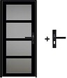 GD MENUISERIES - Bloc Porte Telia Noir Vitrée H204 x L73 cm Côte Tableau P.Gauche,Poignee - vignette
