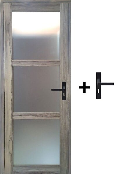 GD MENUISERIES - Bloc Porte bois Frake Vitrée H204 x L83 cm Côte Tableau P.Gauche, Poignee - large