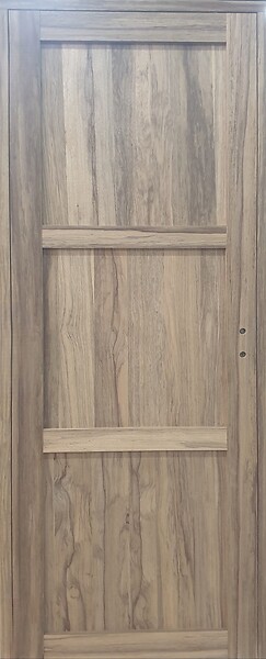 GD MENUISERIES - Bloc Porte bois Frake 3 Panneaux H204 x L83 cm Côte Tableau P.Gauche - large