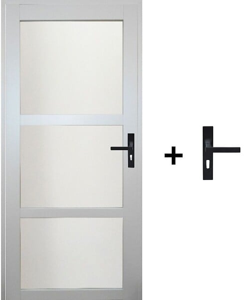GD MENUISERIES - Bloc Porte Greyria Gris Clair Vitrée H204 x L83 cm Côte Tableau P.Gauche,Poignee - large