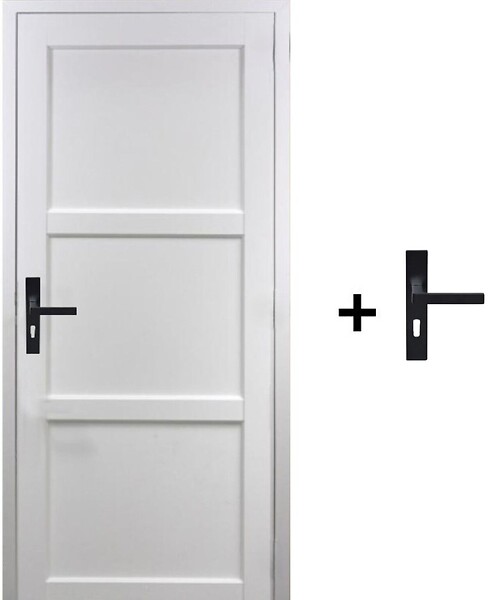 GD MENUISERIES - Bloc Porte Korya Blanc 3 panneaux H204 x L73 cm Côte Tableau P.Droit,Poignee - large