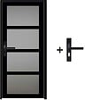 GD MENUISERIES - Bloc Porte Telia Noir Vitrée H204 x L83 Poussant Droite Côtes Tableau et Poignée GD MENUISERIES - vignette