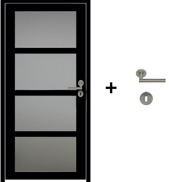 GD MENUISERIES - Bloc Porte Telia Noir Vitrée H204 x L83 cm Côte Tableau P.Gauche,Poignee Pomerol - large