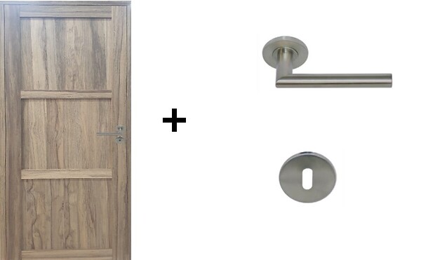 GD MENUISERIES - Bloc Porte bois Frake 3 Panneaux H204 x L73 cm Côte Tableau P.Gauche, Poignee Pomerol - large