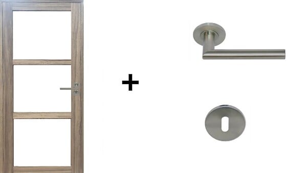 GD MENUISERIES - Bloc Porte bois Frake Vitrage transparent H204 x L83 cm Côte Tableau P.Gauche, Poignee Pomerol - large