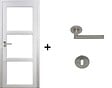 GD MENUISERIES - Bloc Porte Kenya Blanc Vitrage transparent H204 x L73 cm Côte Tableau P.Droit,Poignee Pomerol - vignette