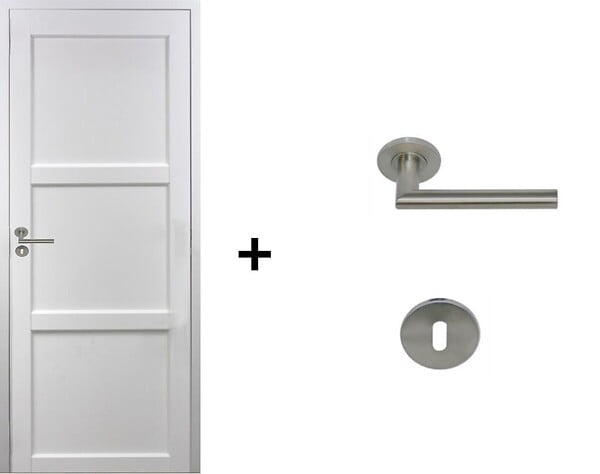 GD MENUISERIES - Bloc Porte Korya Blanc 3 panneaux H204 x L73 cm Côte Tableau P.Droit,Poignee Pomerol - large