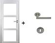 GD MENUISERIES - Bloc Porte Kenya Blanc Vitrage transparent H204 x L83 cm Côte Tableau P.Gauche,Poignee Pomerol - vignette