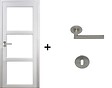 GD MENUISERIES - Bloc Porte Kenya Blanc Vitrage transparent H204 x L83 cm Côte Tableau P.Droit, Poignee Pomerol - vignette