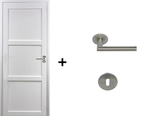GD MENUISERIES - Bloc Porte Korya Blanc 3 panneaux H204 x L73 cm Côte Tableau P.Gauche,Poignee Pomerol - large