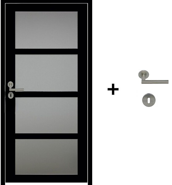 GD MENUISERIES - Bloc Porte Telia Noir Vitrée H204 x L73 cm Côte Tableau P.Droit,Poignee Pomerol - large