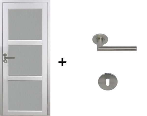 GD MENUISERIES - Bloc Porte Kenya Blanc Vitre H204 x L83 cm Côte Tableau P.Droit,Poignee Pomerol - large