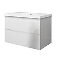 AICA SANITAIRE - Meuble de salle de bain suspendu 80 cm, 2 tiroirs, avec vasque,MDF blanc - vignette