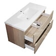 AICA SANITAIRE - Meuble de salle de bain 100 cm, 3 tiroirs, MDF chêne, avec vasque + pieds - vignette