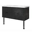 AICA SANITAIRE - Meuble de salle de bain 120 cm, 4 tiroirs, MDF anthracite brillant, avec double vasque + pieds - vignette