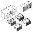AICA SANITAIRE - Meuble de salle de bain 120 cm, 4 tiroirs, MDF anthracite brillant, avec double vasque + pieds - vignette