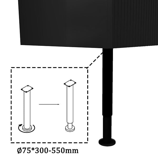 AICA SANITAIRE - Meuble de salle de bain 120 cm, 4 tiroirs, MDF noir brillant, avec double vasque + pieds - large