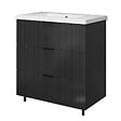 AICA SANITAIRE - Meuble de salle de bain brilliant 80 cm, 3 tiroirs, MDF anthracite, avec vasque + pieds - vignette