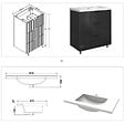 AICA SANITAIRE - Meuble de salle de bain brilliant 80 cm, 3 tiroirs, MDF anthracite, avec vasque + pieds - vignette