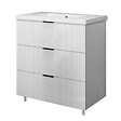 AICA SANITAIRE - Meuble de salle de bain brilliant 80 cm, 3 tiroirs, MDF blanc, avec vasque + pieds - vignette