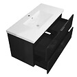 AICA SANITAIRE - Meuble de salle de bain brilliant 100 cm, 3 tiroirs, MDF noir, avec vasque + pieds - vignette