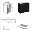 AICA SANITAIRE - Meuble de salle de bain brilliant 100 cm, 3 tiroirs, MDF noir, avec vasque + pieds - vignette